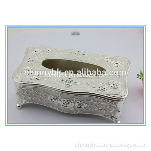 Hot sale vintage allloy metal enamel tissue box cover white and black colour
